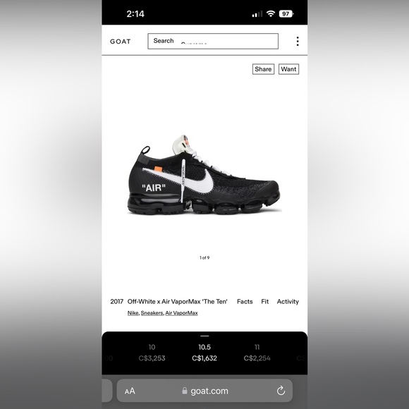 Off-White x VaporMax ‘The Ten’ - Picture 1 of 6